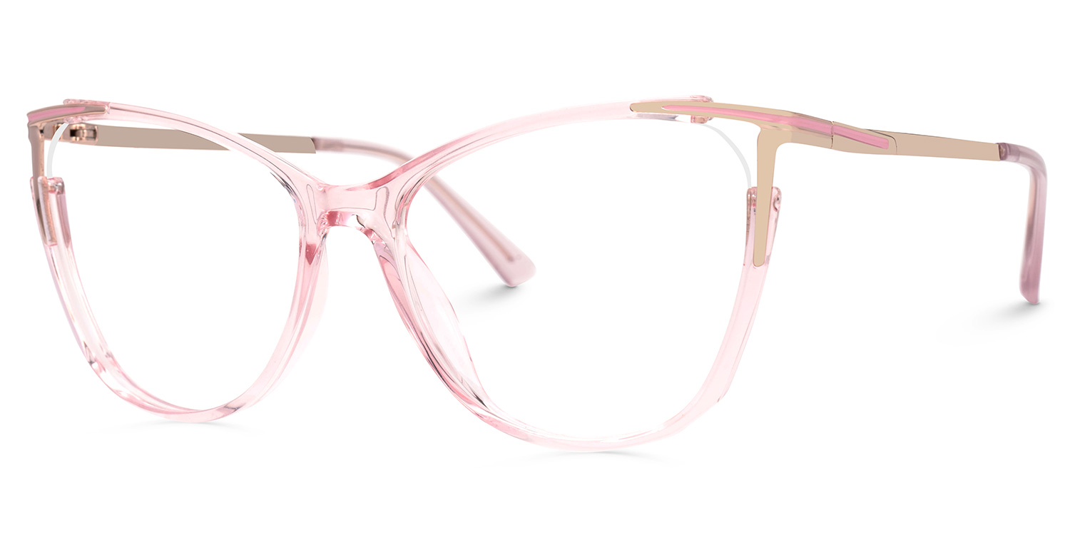 Yomary Pink Perspex Glasses with Cat-Eye Frames1