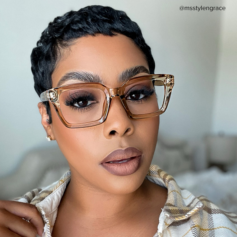 Grover Rectangle Eyeglasses and Champagne Color Frames4