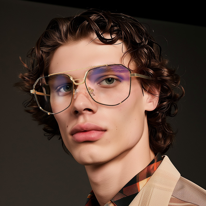 ZEELOOL Beethoven Aviator Black-Gold Glasses