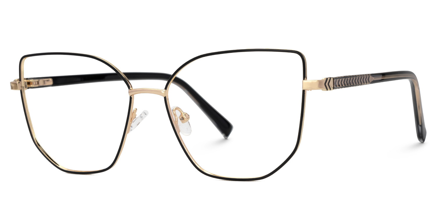 ZEELOOL Sabita Geometric Black-Gold Glasses
