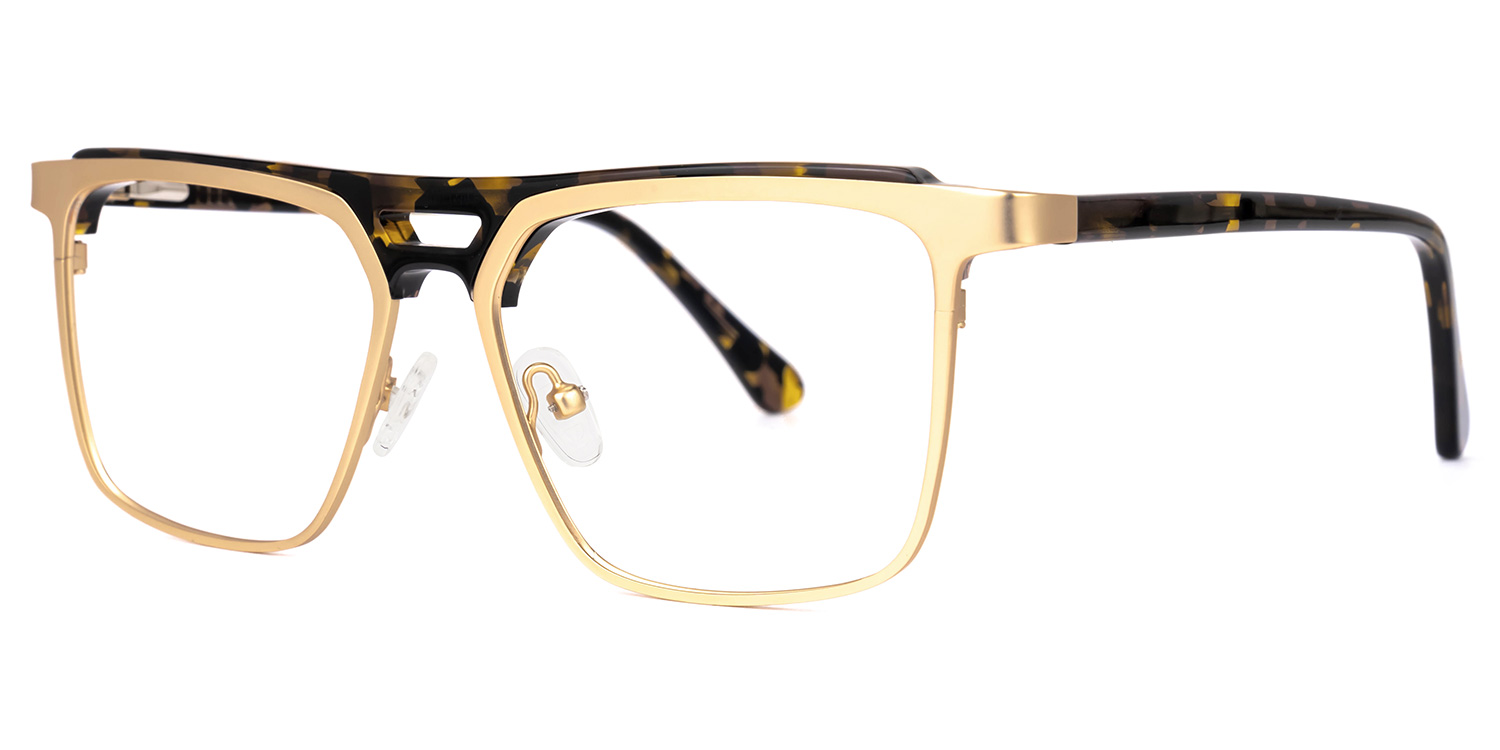 Rajni Rectangle Gold Glasses1