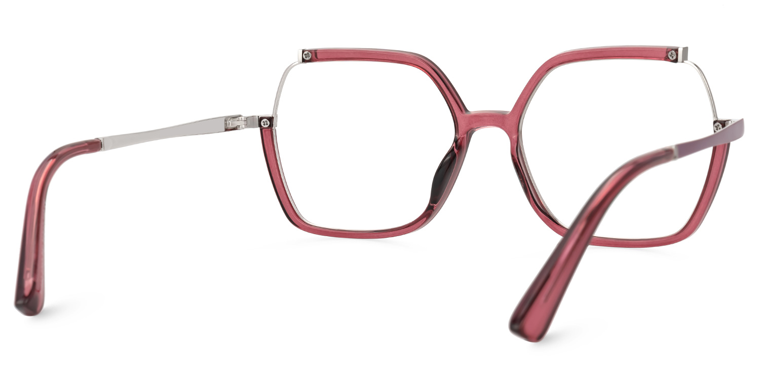 Alexia Mixed-Materials Square Red Frame Glasses | Zeelool3