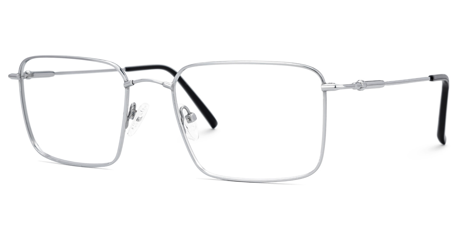 Stowe Thin Silver Glasses in Rectangle Design | Zeelool1