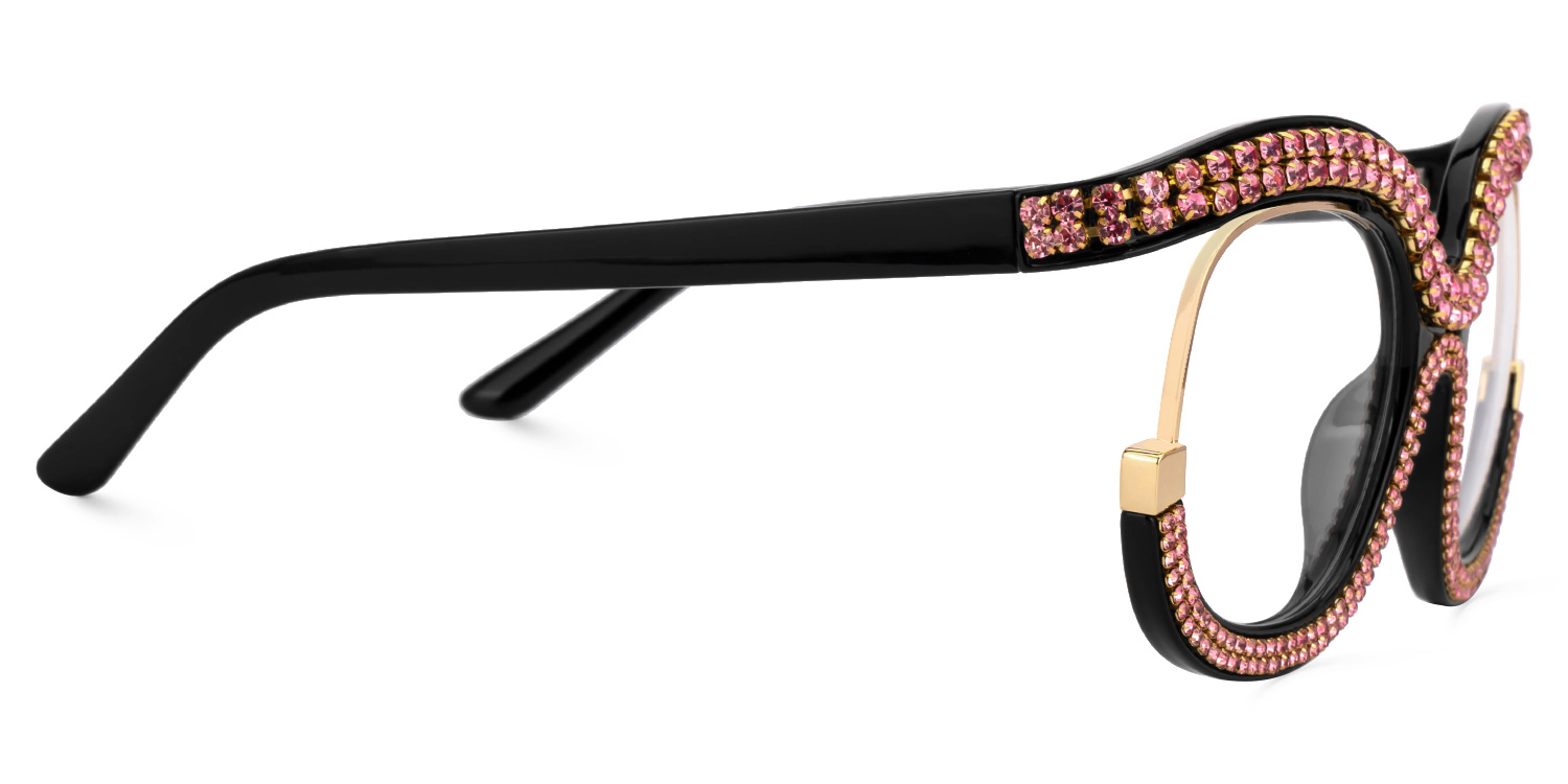 Veasley Square Pink Rhinestone Glasses2