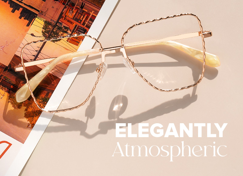 Alisandra Designer Eyeglasses in Aviator Gold Frame4