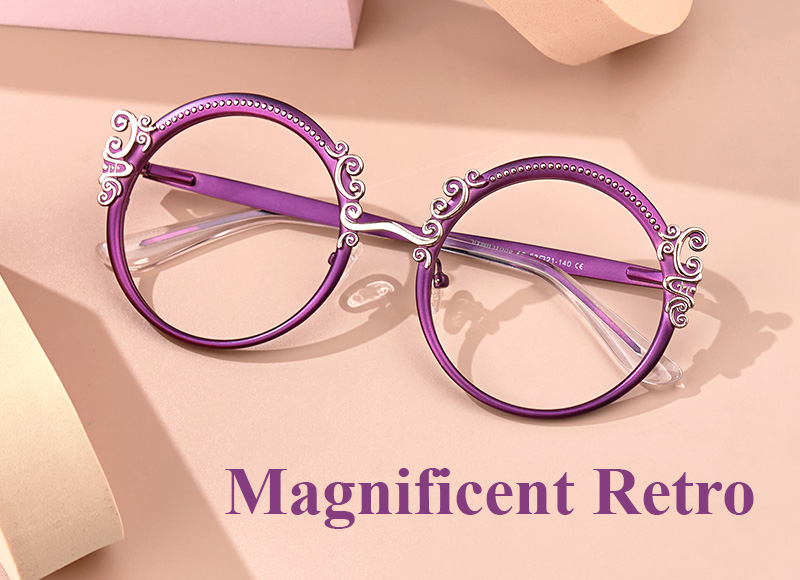 Nelida Designer Eyeglasses in Round Purple Frame4
