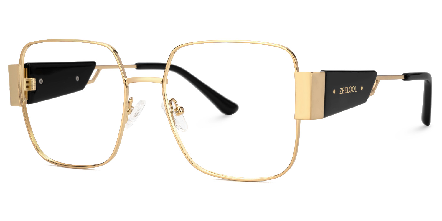 Porsha Designer Eyeglasses in Square Gold Frame1