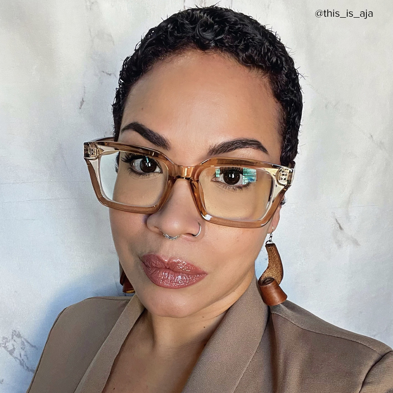 Grover Rectangle Eyeglasses and Champagne Color Frames5