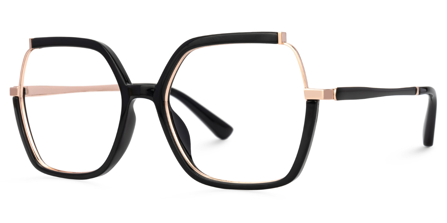 Alexia Mixed-Materials Square Black Frame Glasses | Zeelool1