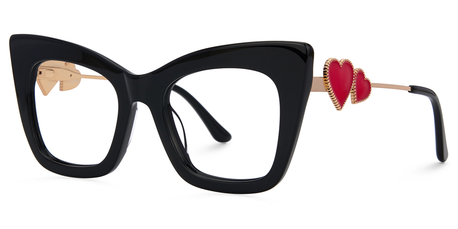 ZEELOOL Cagle Cateye Black Glasses