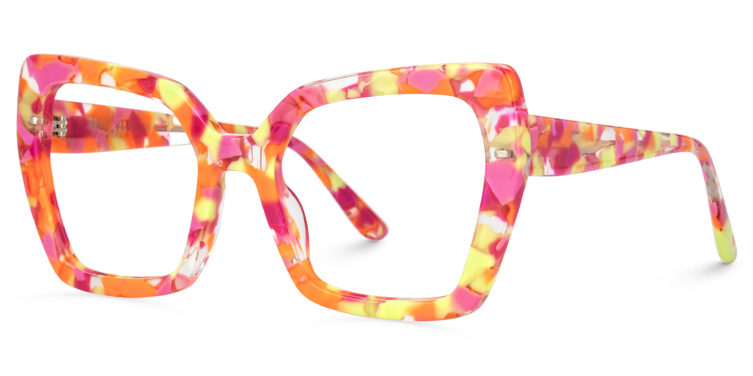 Pavia Butterfly Orange Floral Color Frame Glasses for Women | Zeelool1