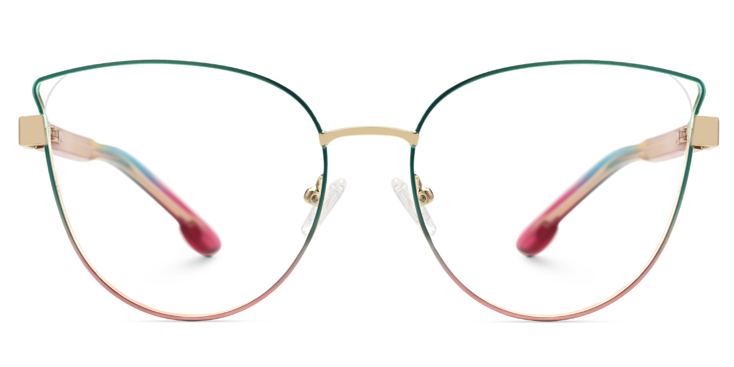 Kalizya Metal Cateye Iridescent Frame Glasses | Zeelool0