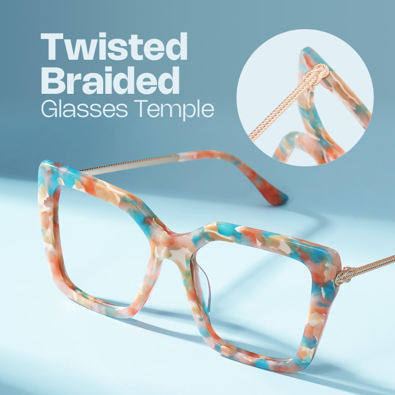 ZEELOOL Flora Square Orange Glasses