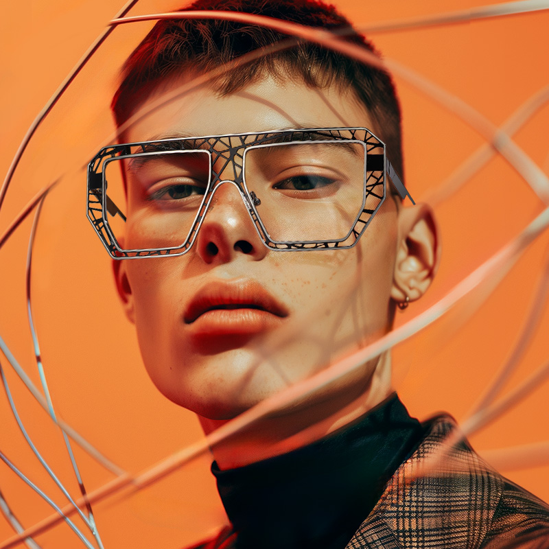 Blake Geometric Black-Silver Glasses5