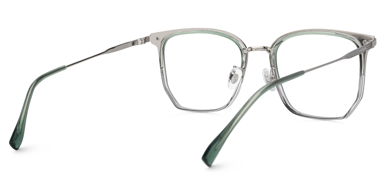 Roque Mixed-material Geometric Green Frame Glasses | Zeelool3