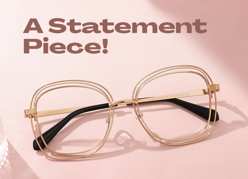 Dilcia Designer Eyeglasses in Square Gold Frame4
