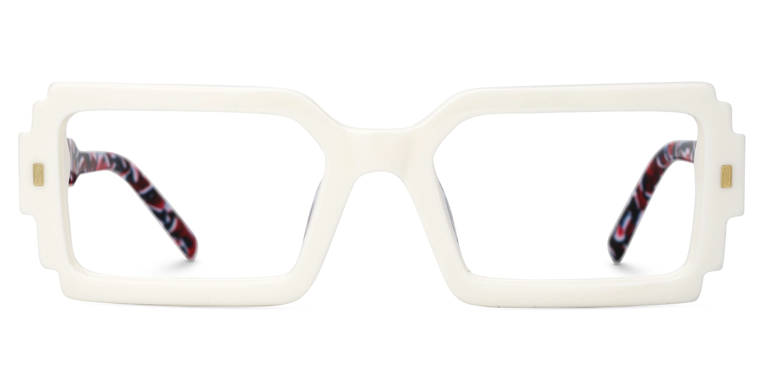 Frederick Rectangle White Glasses0