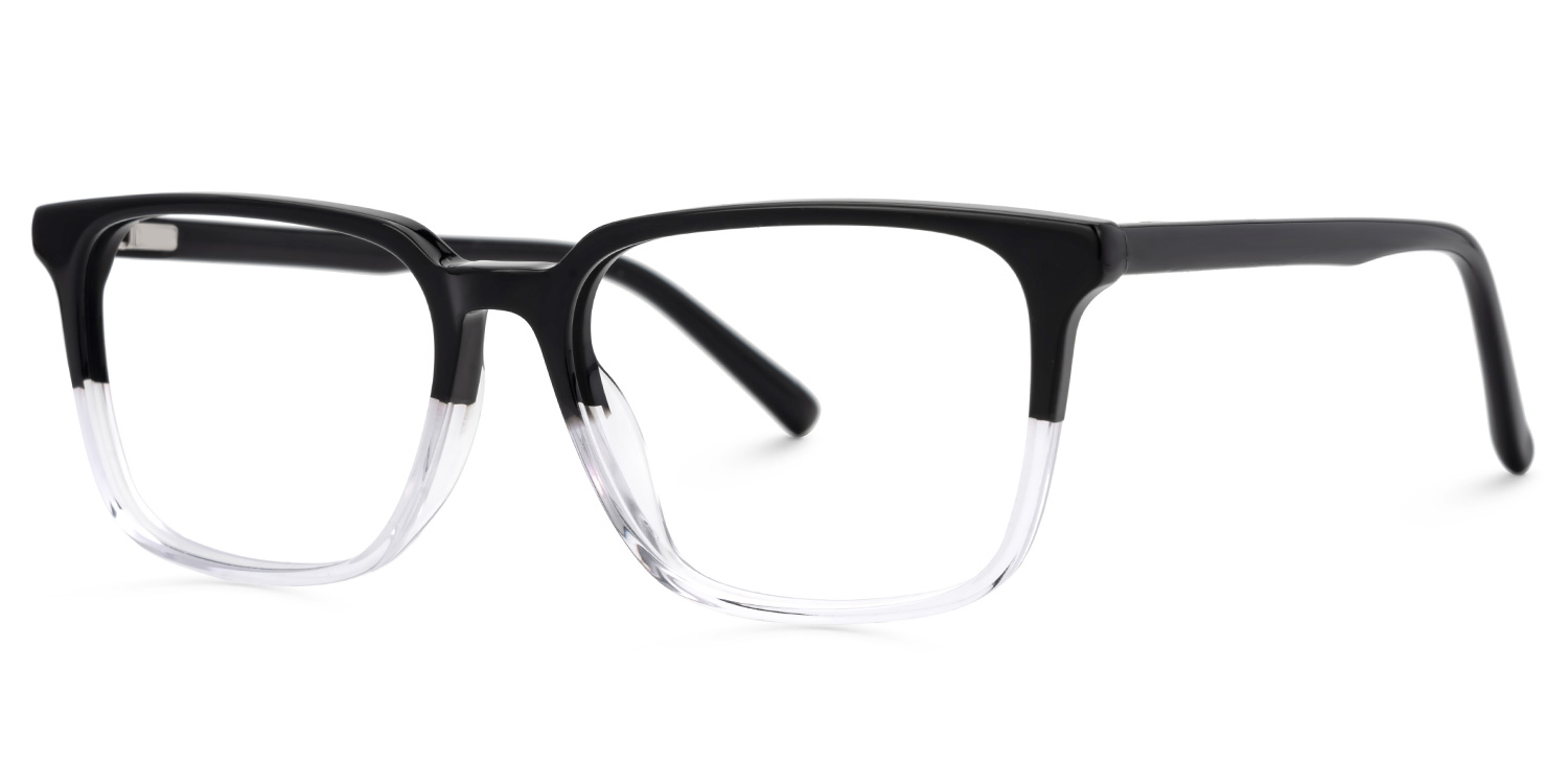 Barnhill Acetate Square Black-Crystal Frame Glasses | Zeelool1