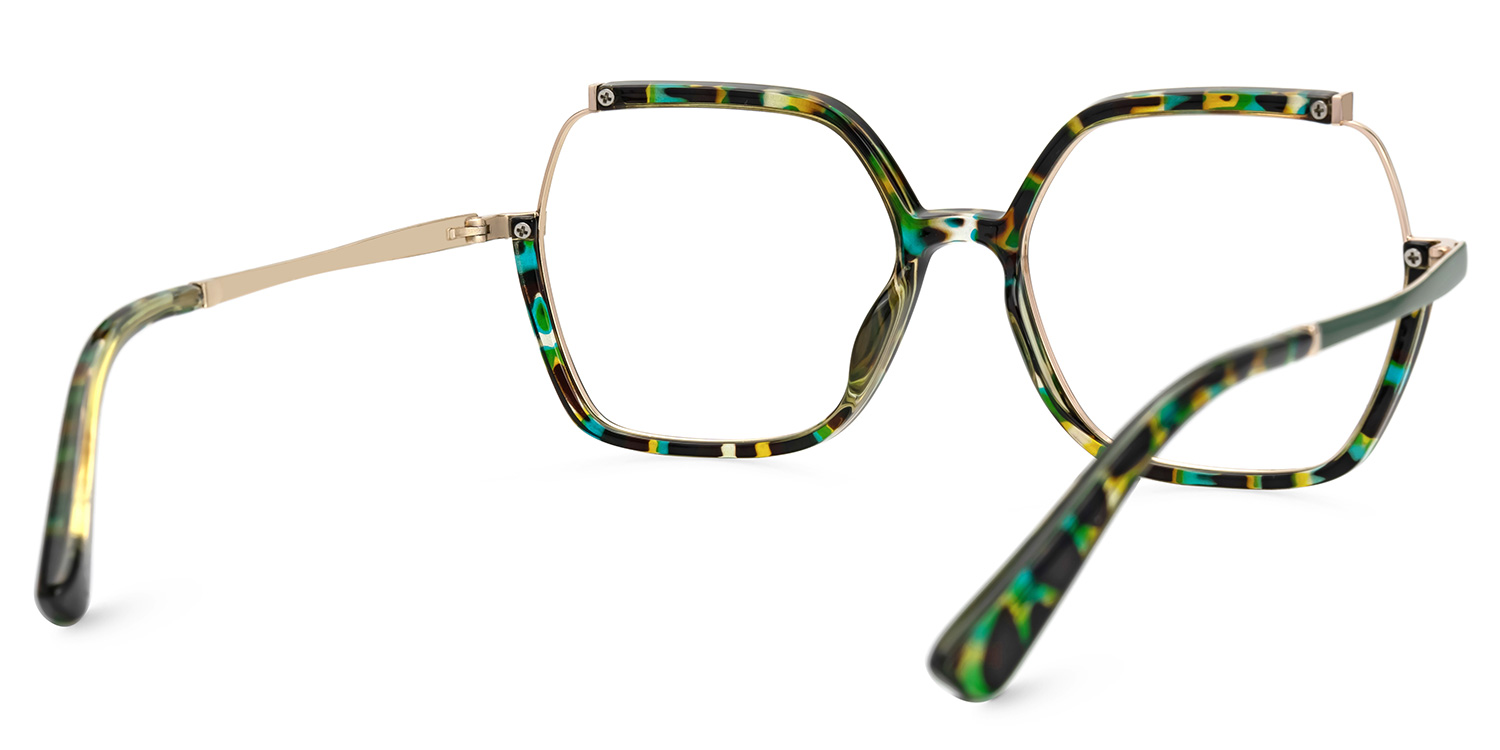 Alexia Mixed-Materials Square Green-Havana Frame Glasses | Zeelool3