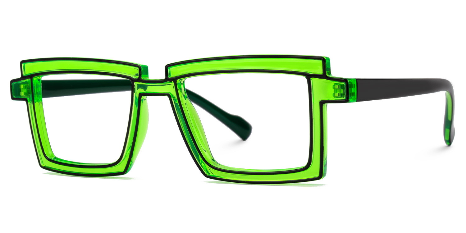 Zephyr Rectangle Green Glasses1
