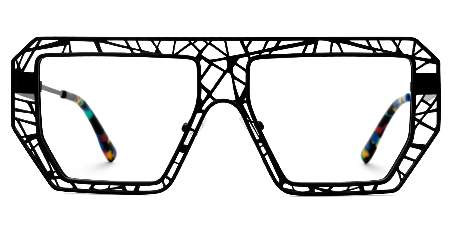 Blake Black Glasses with Geometric Extra Large Frames | Zeelool0