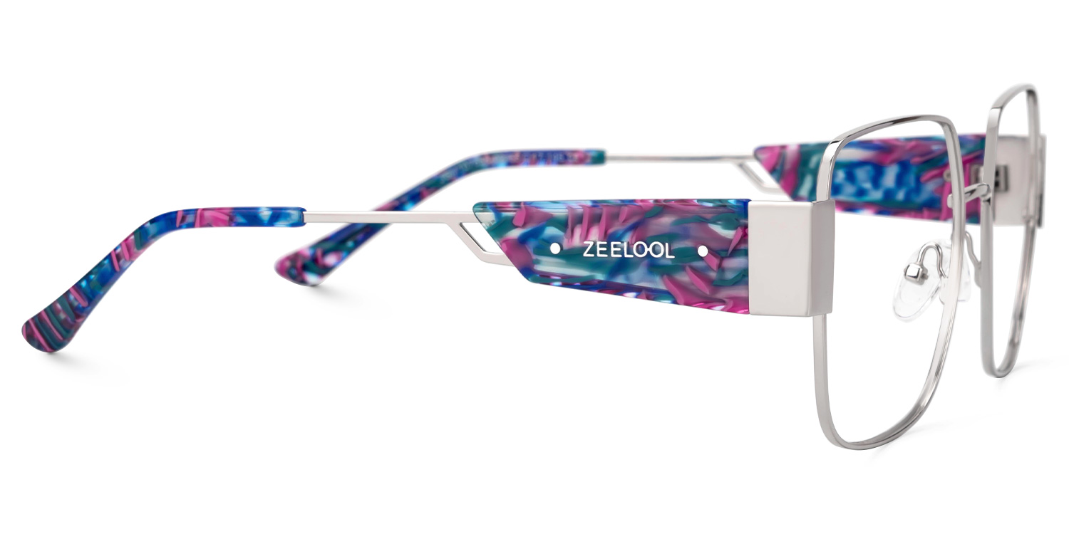 Porsha Designer Eyeglasses in Square Silver Frame2