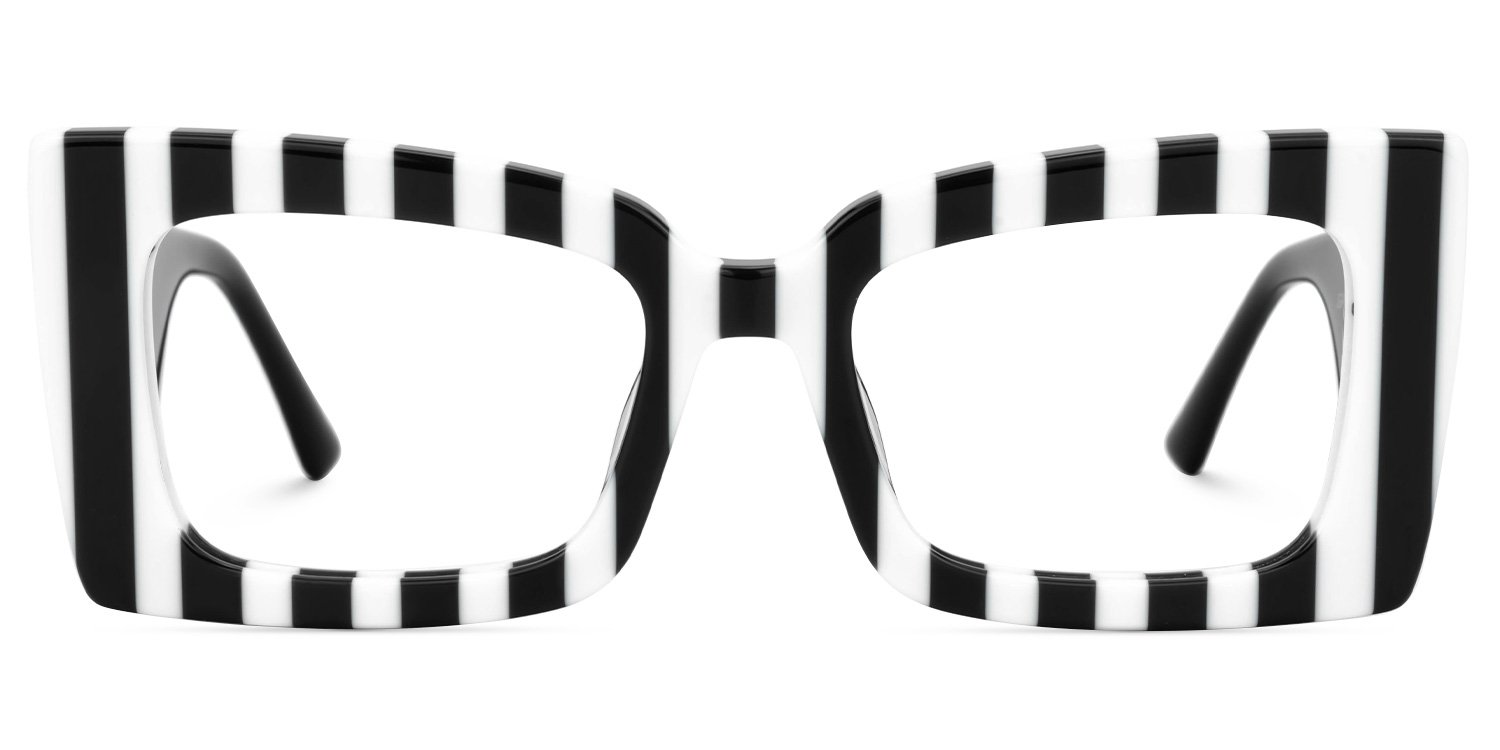 Mitia Rectangle  Zebra Print Black-White Glasses0
