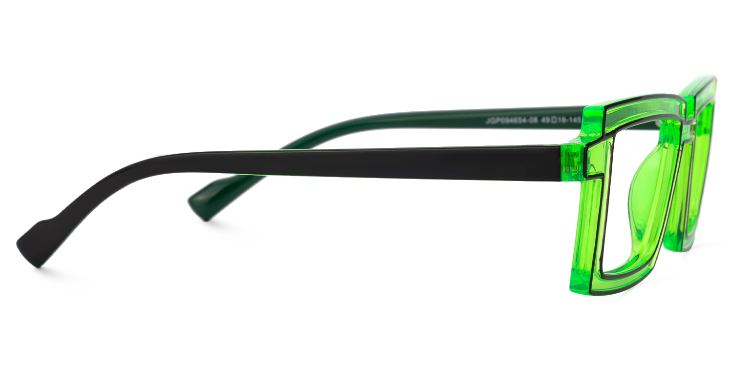 Zephyr Rectangle Green Glasses2