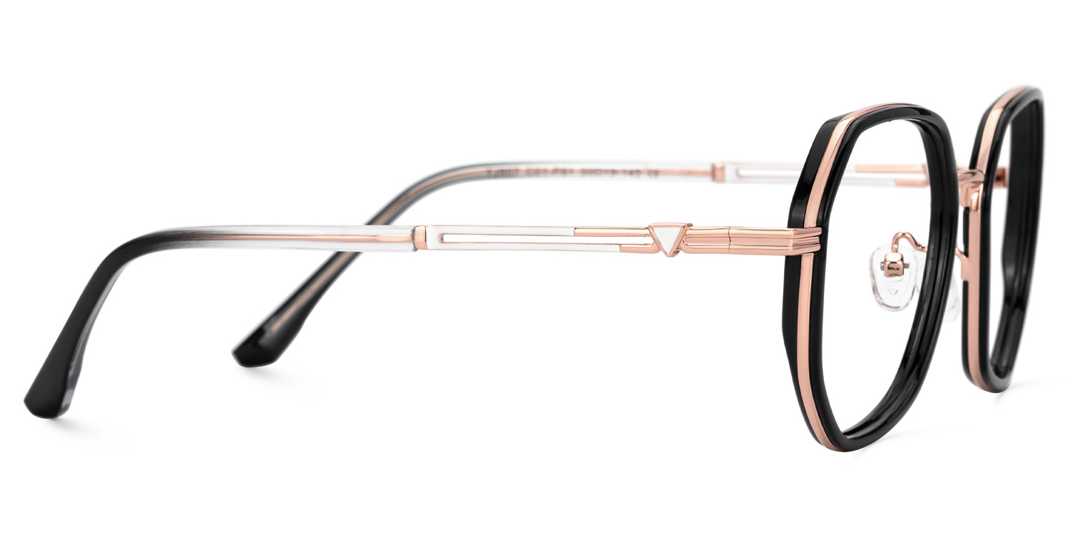 Frazier Mixed-Materials Geometric Black Frame Glasses | Zeelool2