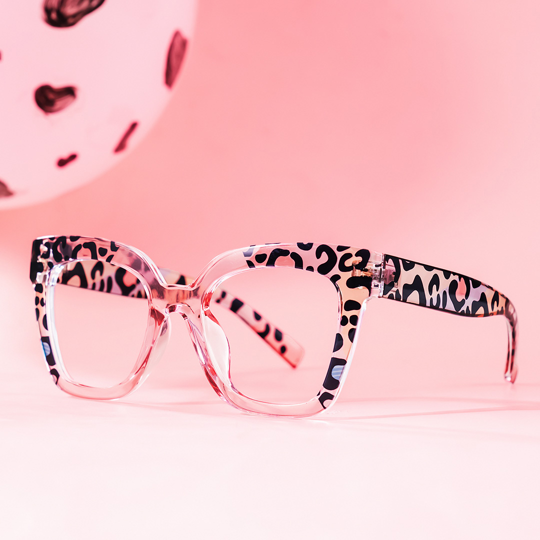 Malcolm -Square Pink Leopard Print Glasses for Women1