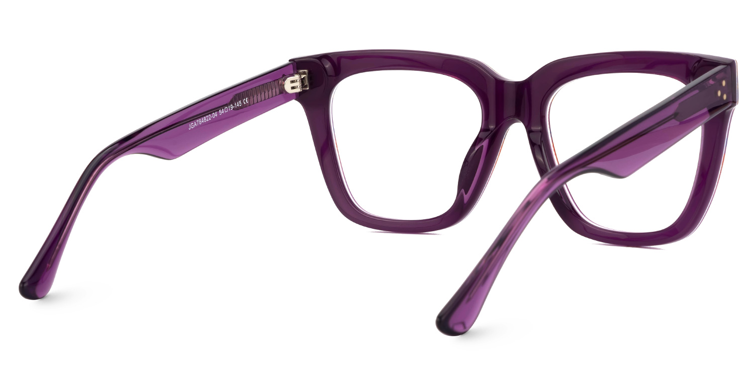 Boston Purple Plaid Eyeglasses with Square Wide Frames3