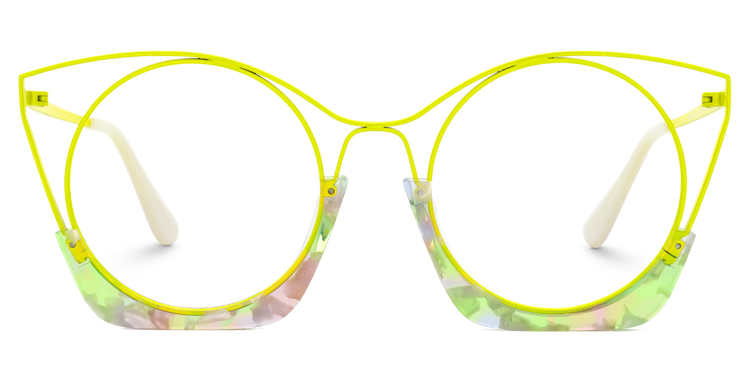 Barbara Cateye Lime-Green Glasses