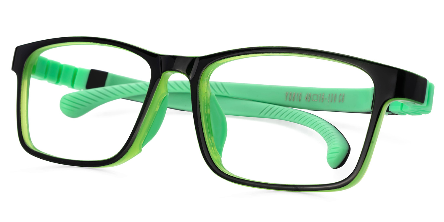 Arddin Rectangle Green Frame Eyeglasses for Tweens1