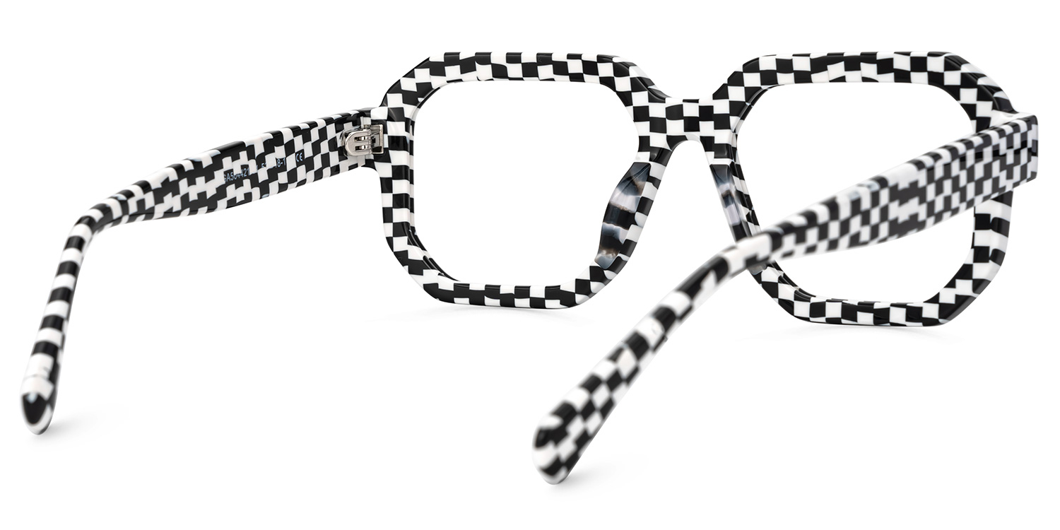 Joeann Black-White Geometric Designer Eyeglasses3