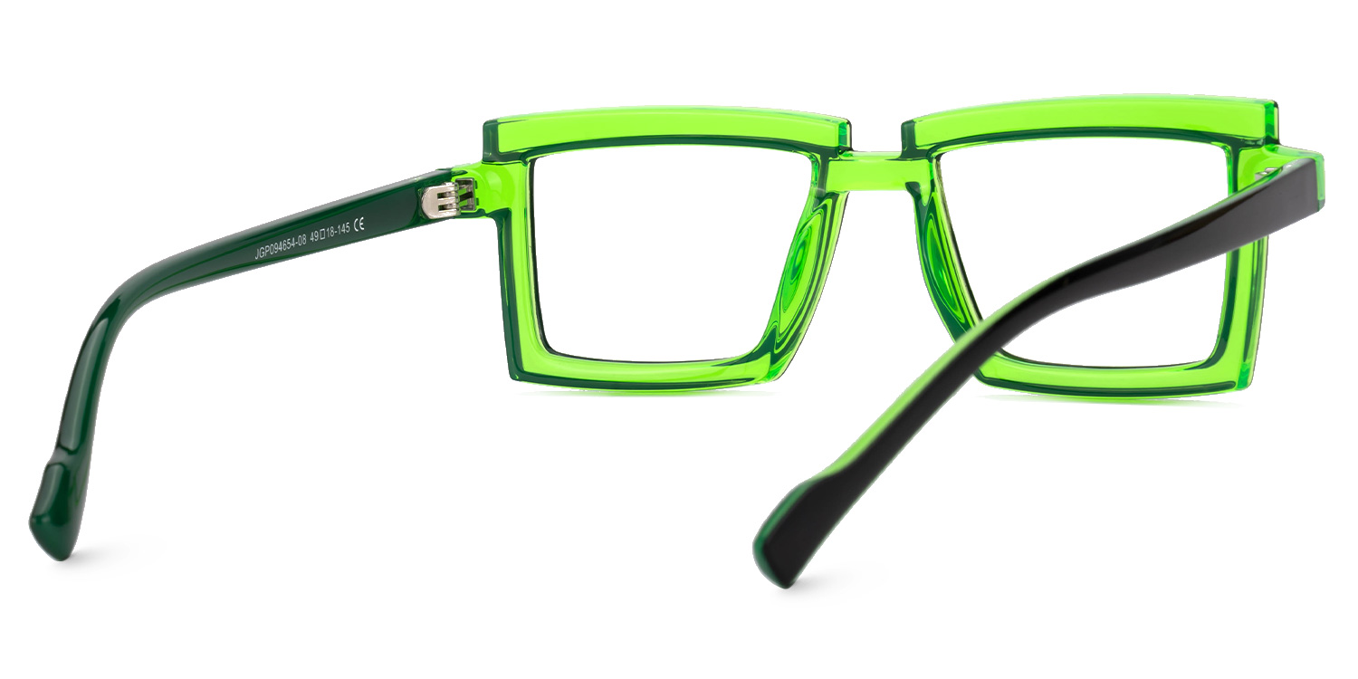 Zephyr Green Rectangle Glasses, Cyberpunk Style Frames3