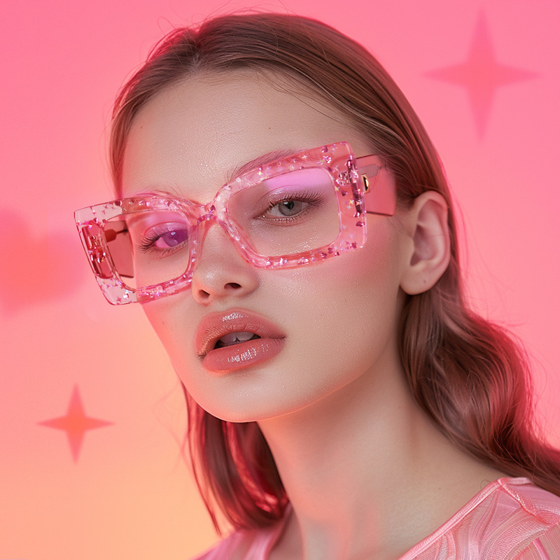 Mitia Sparkly Pink Glitter Frames Glasses for Women4