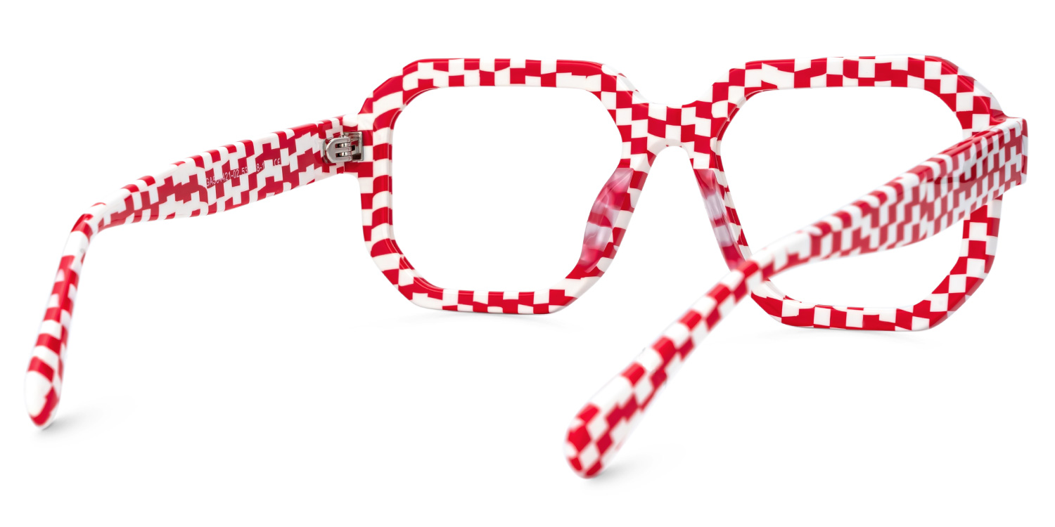 Joeann Red Geometric Designer Eyeglasses3