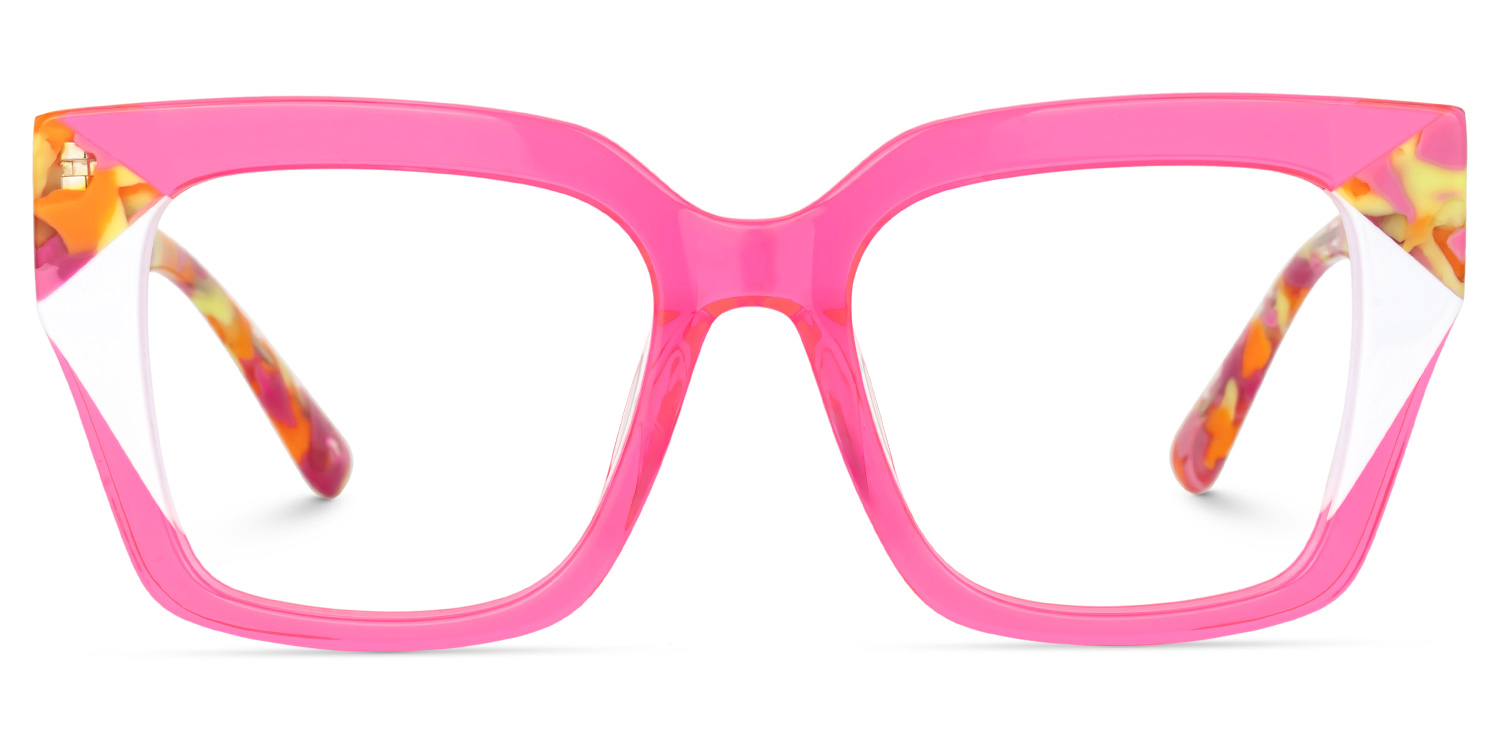 Clody Square Neon Pink Glasses0