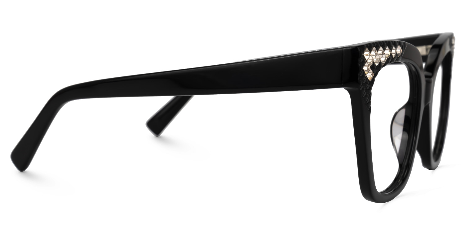 Merisier Square Black Glasses2