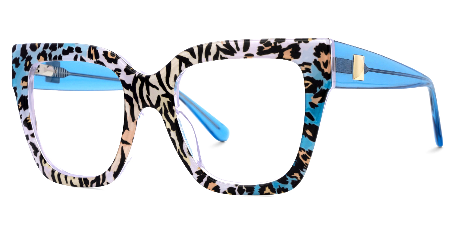 ZEELOOL Ruby Square Blue Leopard Glasses