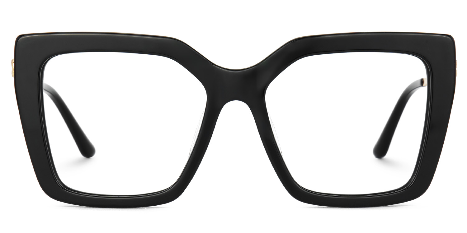Flora Square Black Glasses0