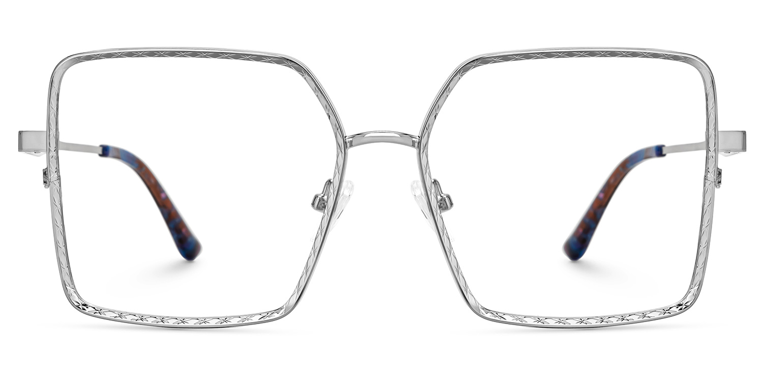 Toure Square Silver Diamond Cut Glasses0