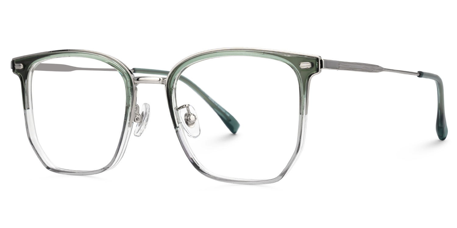 Roque Mixed-material Geometric Green Frame Glasses | Zeelool1