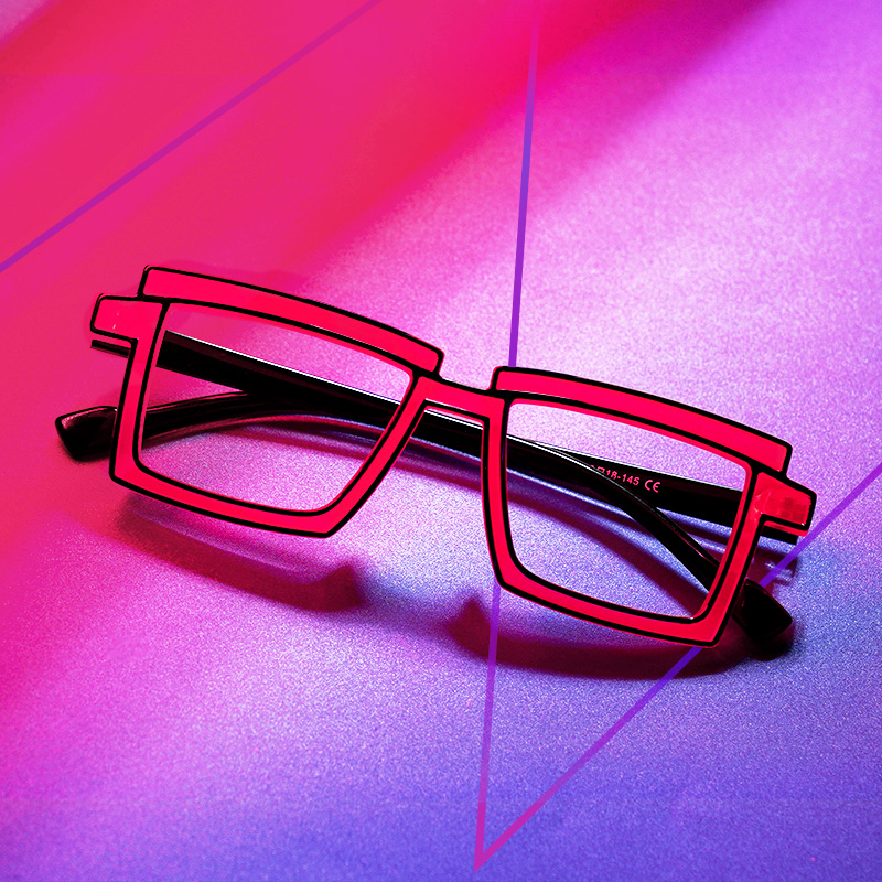 Zephyr Rectangle Red Glasses
