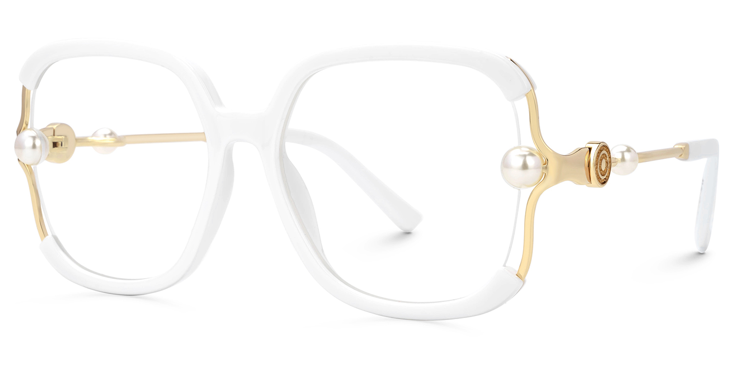 ZEELOOL Jeania Square White Glasses