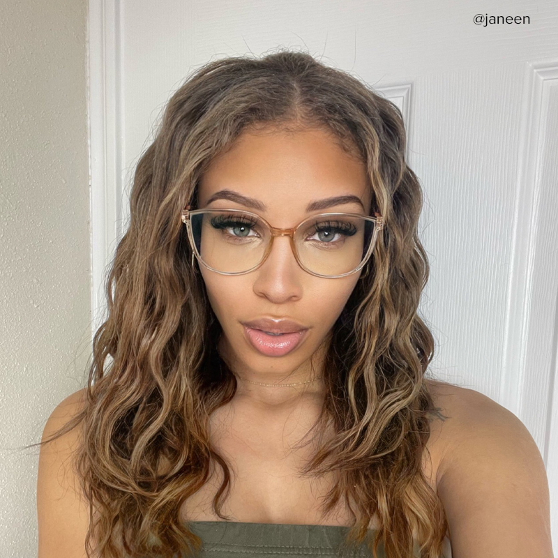 Annalisa Square Champagne Thin Frame Glasses | Zeelool4