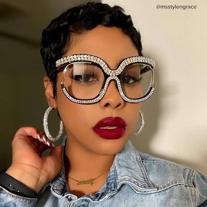 Veasley Square Multicolor Rhinestone Studded Glasses5