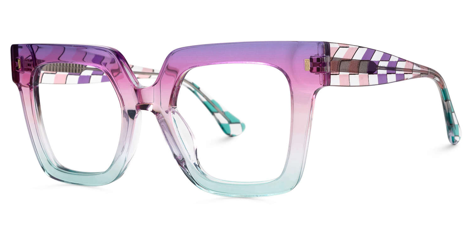 Livena Square Purple-Blue Glasses1