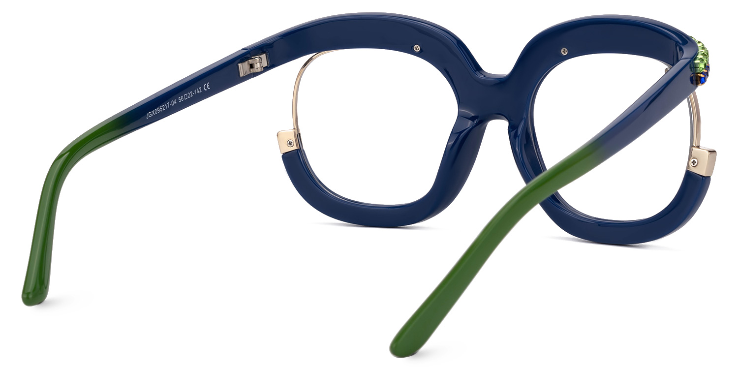 Green & Blue Rhinestone Frame -Veasley Square Glasses3