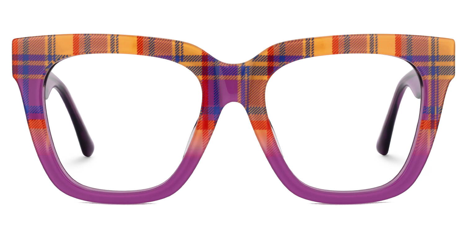 Boston Square Purple-Plaid Glasses